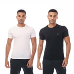 Emporio Armani Mens 2 Pack Assorted Crew Neck T-Shirt in Navy-White Cotton - Size Large