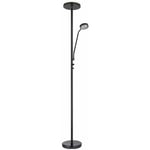 Lampadaire lampadaire led uplighter Flexo lampadaire de salon variateur avec liseuse, métal noir, 1x led 18W 1410 lm blanc chaud, h 180 cm