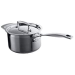 Le Creuset 3-Ply Stainless Steel Saucepan with Lid, 16 x 9.5 cm, Silver, 96200916001000