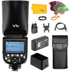 Godox V1 V1N V1-N Flash pour Appareil Photo Nikon, 2.4G TTL Godox V1 Nikon Ronde Flash HSS 1/8000s, Lampe Pilote LED à 10 Niveaux, pour Portrait Mariage Voyage Product Photographie