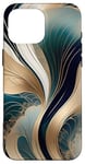 Coque pour iPhone 16 Pro Max Harmonie dorée - Art abstrait sarcelle et or