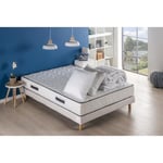 Pack prêt à dormir - Matelas 140x190 cm + Sommier + Couette + Oreillers - Ressorts ensachés - 24 cm  d'épaisseur - DEKO DREAM Relax