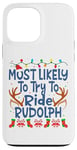 Coque pour iPhone 13 Pro Max Noël est le plus susceptible de chevaucher Rudolph Family Kids Funny Men