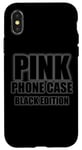 Coque pour iPhone X/XS Coque de téléphone drôle rose – Édition noire pour hommes, femmes, enfants