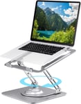 Support D'ordinateur Portable de Bureau à Base Pivotante à 360°, RéGlable en Hauteur, Support D'ordinateur Portable en Aluminium, Compatible avec Ordinateur Macbook Pro 10-17 Pouces (Argenté)