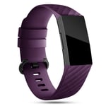 Unodrm Strap Compatible for Fitbit Charge 4/ Charge 3 Straps for Women Men, Soft Silicone Sport Accessory Replacement Wrist Band for Charge 3/ Charge 4 SE Purple L