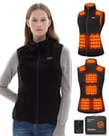 Hecusma Polaire Gilet Chauffant Femme avec Batterie 16000mAh 7.4V Incluse, Gilet Chauffant Moto, Gilet Chauffant Electrique en Polaire pour Femme pour la Extérieur Chasse, Le Ski-XS