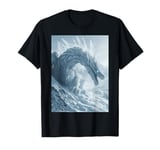 Ice Dragon with Blue Eyes in Snowy Mountains T-Shirt