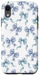 Coque pour iPhone XR Nœuds en toile bleue et blanche pour femme