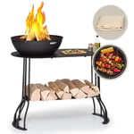 Brasero Exterieur pour le Jardin et Terrasse, Brasero Portable, Couverture Pluie, Bol en Acier, Brasero bbq Ovale avec Foyer Camping, Brûleur à Bois,