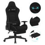 Chaise Gaming, Fauteuil Bureau Ergonomique avec Support Lombaire Massage, Accoudoirs Réglables, Repose-pied, Noir