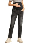 Maacie Legging de maternité, jeans de compression abdominale, legging de grossesse, taille haute, jean, post-naissance, pantalon pleine longueur, noir, taille S, Noir avec coupe cigarette, L