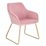 WOLTU 1x Chaise de Salle à Manger, Moderne Chaise de Cuisine, Fauteuil scandinave, Chaise Coiffeuse, pour Salle de Séjour, Chambre à Coucher, Cuisine, en Velours et métal Rose BH246rs-1