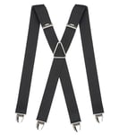 PIERROT Bretelles Homme Larges Made in France - Elastique Ultra Résistant & 4 Clips Extra Fort en X - Taille Ajustable Jusqu’à 130cm - Garantie à Vie - Fabrication Artisanale