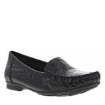 Mocassins FEMME RIEKER® en cuir croco noir