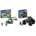 LEGO City Emergency Rescue Helicopter Toy for 6 Plus Year Old Boys & Girls, Vehicle Building Set & City Blue Monster Truck Toy for 5 Plus Year Old Boys & Girls, Vehicle Set