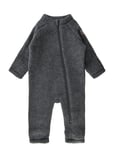Wool Baby Suit Outerwear Fleece Outerwear Fleece Coveralls Grey Mikk-line