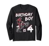 Motocross 4th Birthday Boy 4 Year Old Dirt Bike Long Sleeve T-Shirt