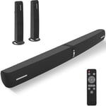 Sound Bar, 100W Sound Bar for TV, Bluetooth 5.0 Soundbar with Wired & Wireless Connect, Auto Volume Boost, ARC/Optical/AUX Cables & Remote, 2 in 1 Detachable Soundbar for TV Speakers (Black)