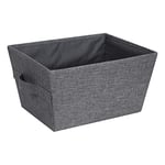 Bigso Box of Sweden Foldable Storage Box for Home and Shelves - Small Fabric Storage Basket with Easy-Carry Handles - Storage Bin for Blankets, Towels, Toys and More - Grey