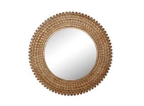 Miroir rond plumes métal doré patiné Ø76cm Emde