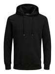 Jack and Jones Mens Basic Sweatshirt Hoodie with Drawstring Black XXL