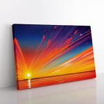 Sunset Splash Vol.2 Canvas Wall Art Print Ready to Hang, Framed Picture for Living Room Bedroom Home Office Décor, 76x50 cm (30x20 Inch)