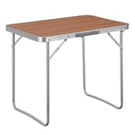 WOLTU Table de Camping Table Pliante en Aluminium et MDF Table de Pique-Nique Table de Jardin Pliable Tables de Service Table d'appoint Portable pour Plage Balcon 70x60x50 cm, Chêne CPT8135ei