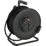 Electraline 20868130D Rallonge Prolongateur électrique IP44 Profesionnelle avec Enrouleur 40M, câble en Caoutchouc H07RN-F 3G2.5 mm², 4 Prises 16A, Noir, 40 M