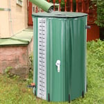 SWANEW Réservoir d'eau de pluie pliable -380L vert 100x70cm Récupérateur d'eau de pluie tiges de support en pvc Récupérateur d'eau de pluie