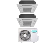 Dual split cassette air conditioner 12+18 avec 4amw105u4raa r-32 wi-fi optional 12000+18000 avec télécommande et panneau inclus - nouveau - Hisense