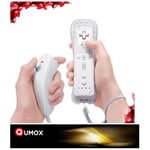 QUMOX Manette Wiimote Blanche - Wii Nunchunk - Housse Protection En Cadeau pour Wii-Manettes compatible