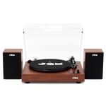 JAM Turntable Speakers Cherry Wood Bluetooth Vinyl Record Player Sound System