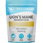 Lions Mane Mushroom 4000mg 120 Tablets (Not Capsules Or Gummies) Focus Brain