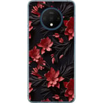 OnePlus 7T Gjennomsiktig Telefondeksel Intensiva blommor