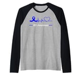 Irritable Bowel Syndrome IBS Awareness Blue Ribbon Heartbeat Raglan Baseball Tee