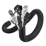 Romon 6M Manchon de Cache Câble, 13-22mm Réglable Gaine Câble Tressée, Extensible Gaine Range Cable Informatique, Protection du Cache Câbles pour Automobiles/TV/PC/USB/Audio/Vidéo- Noir
