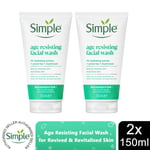 2x of 150ml Simple Regeneration Age Resisting Facial Wash with GreenTea Goodness