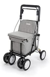 Carlett - Comfort Assist Lett900P | Chariot de Courses Pliable | avec 4 Roues | Produit Médical Classe I | Homologué | Sac Amovible 38L/15kg | Plateau Porte-Objets | Gris Clair