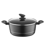 FLORINA Faitout Aluminium (6,5 l) I Diamètre de 28 cm I Marmite avec Couvercle en Verre DELUX I Casserole avec Fond à Induction I Faitout pour Induction, Marmite tous Feux I Revêtement Antiadhésif