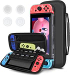 Housse De Transport Compatible Avec Switch, Étui De Voyage Portable De Protection Hard Shell Pouch Noir Avec 1 Étui À Paillettes Et 4 Capuchon De Pouce Pour Switch Console Accessoires