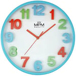 MPM Horloge Murale colorée en Plastique avec Grands Chiffres, Horloge Murale silencieuse pour Chambre d'enfant, Mouvement à Quartz Silencieux pour Jouer sans déranger