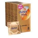 Durex NUDE XL - 32 Préservatifs Homme Fins et Extra Larges - Lot de 4 x 8 pièces