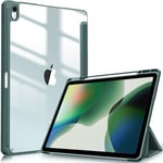 FINTIE Étui Hybride Compatible avec iPad Air 13" (2024) M2, Porte-Crayon intégré, Coque arrière Transparente, réveil Automatique, Vert Nuit