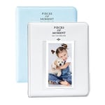 OBERSTER 2 Pcs 64 Pochettes Album Photo pour Fujifilm Instax Mini 7s 8 8+ 9 25 50s 70 90, 2x3 Pouces Mini Album Photo Compatible Avec Instant Camera Photo Book Name Card Holder