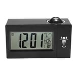 BliliDIY Snooze Alarm Clock Backlight Wall Projector Projection Clocks With Thermometer 12/24 Hour Calendar - Black