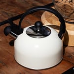 Cream Whistling Kettle 1.3L Stainless Steel Retro Stovetop Heat Resistant Handle