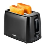 Geepas 2 Slice Bread Toaster with 6 Level Browning Control - Removable Crumb Tray, Cancel Function, Cord Storage & Cool Touch Plastic Housing - 650W, 2 Year Warranty (Black)