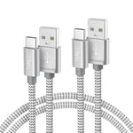 Basesailor Câble Chargeur USB Type C 0.3M 2-Pack,Cordon Charge Nylon pour iPad Pro 11 12.9 Air 4 5 2020 Mini 6 2022,iPhone 16 15 Max,Samsung Galaxy A54,A53,A52,A21,A32,A42,Plus S23 S22 S21,Z Fold Flip