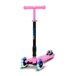Scooter Kids 3 Wheels Ages from 5 LED Kids Push Scooter Folding Adjustable Pink